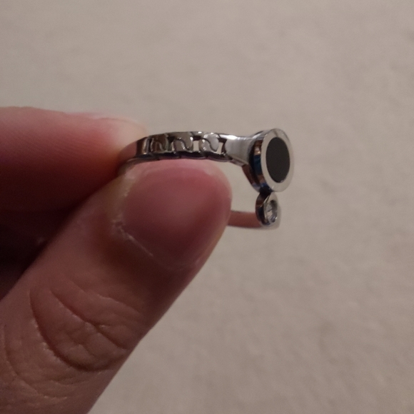 Stainless Steel Ring with Black and Clear Details - Picture 6 of 7
